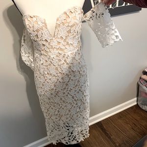 Lace Overlay Off Shoulder/Strapless Dress